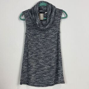 Dolan Black White Sleeveless Cowl Neck Sweater Tunic S